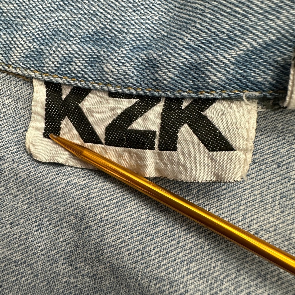 Womens Vintage Y2K Jean Denim Vest Size XL Grunge Streetwear Utility 90s - Picture 3 of 8